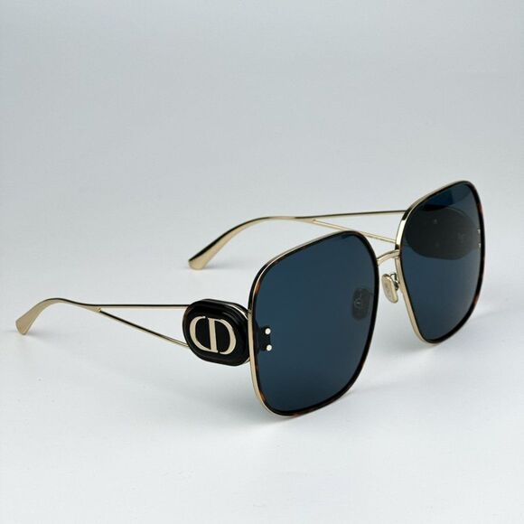 NEW Dior DIORBOBBY S1U B5B0 Gold Blue Metal Women Geometric Oversized Sunglasses - Picture 9 of 14